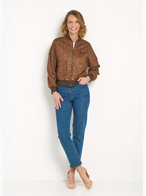 Chaqueta con cremallera estilo osito de peluche con estampado de leopardo - AFIBEL - Kiabi