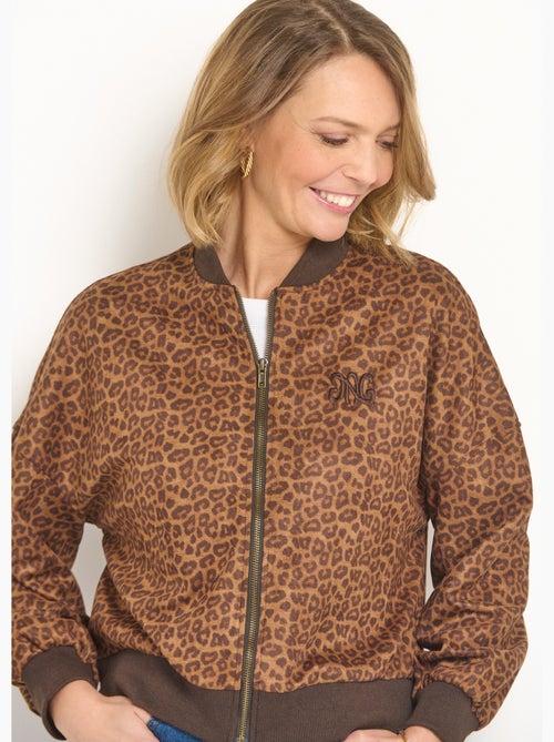 Chaqueta con cremallera estilo osito de peluche con estampado de leopardo - AFIBEL - Kiabi