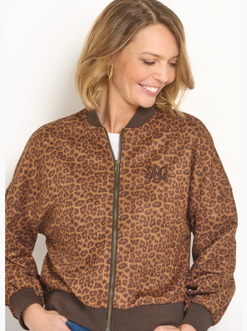 Chaqueta con cremallera estilo osito de peluche con estampado de leopardo - AFIBEL N/D - Kiabi