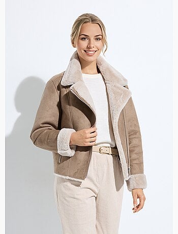 Chaqueta con cremallera estilo piel de oveja - Afibel