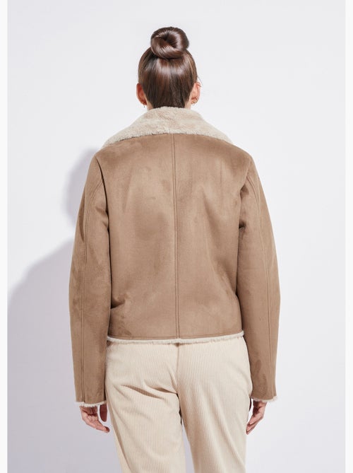 Chaqueta con cremallera estilo piel de oveja - Afibel - Kiabi