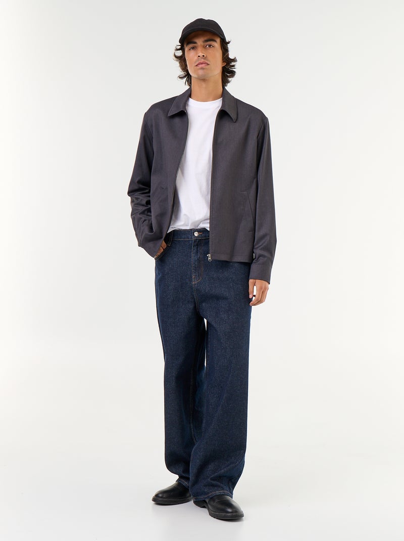 Chaqueta con cremallera lisa Gris - Kiabi