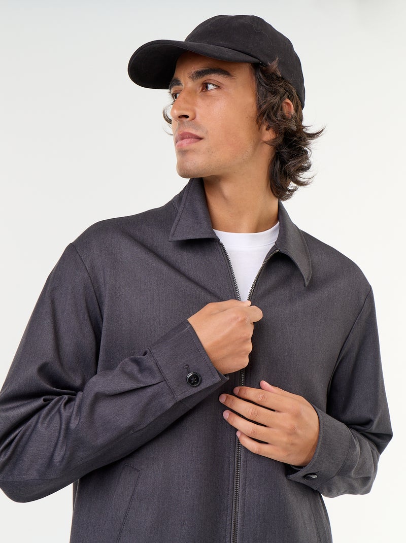 Chaqueta con cremallera lisa Gris - Kiabi