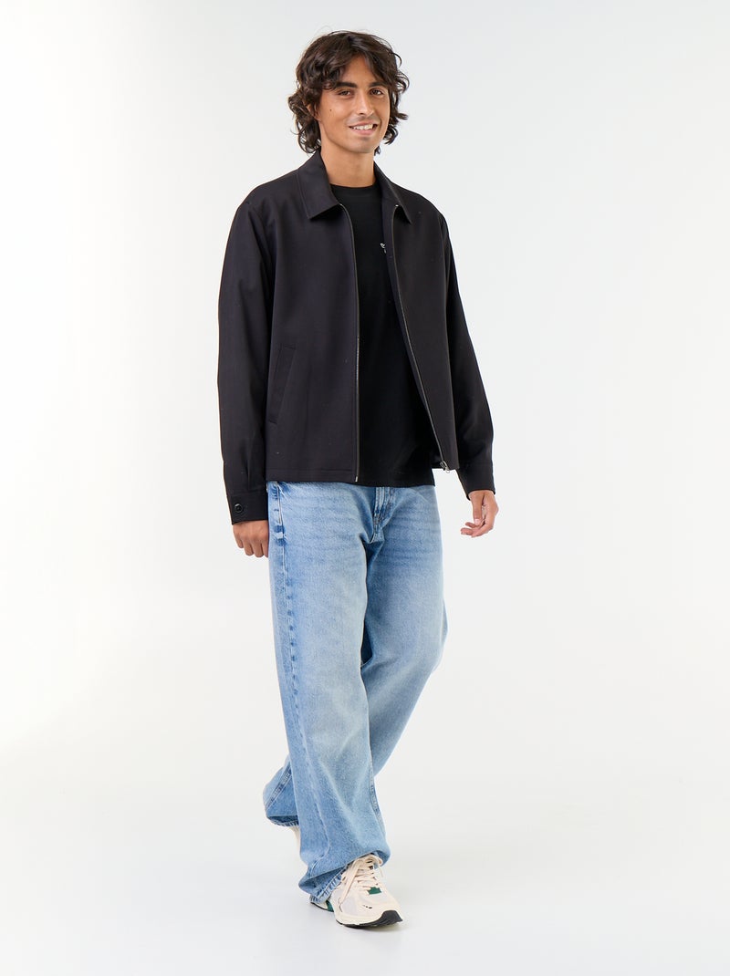 Chaqueta con cremallera lisa Negro - Kiabi