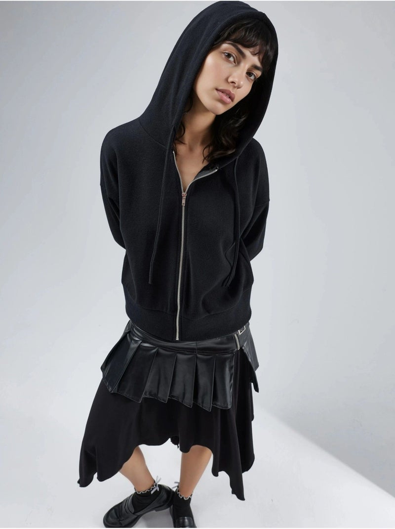 Chaqueta con cremallera y capucha con bolsillos busem Negro - Kiabi