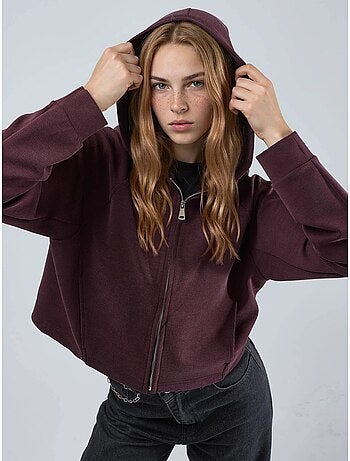 Chaqueta con cremallera y capucha con detalle elástico busem