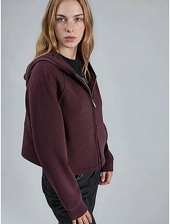 Chaqueta con cremallera y capucha con detalle elástico busem