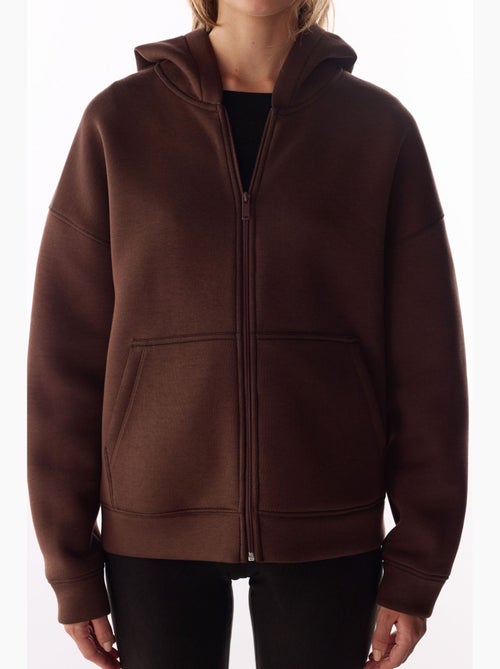 Chaqueta con cremallera y capucha de tejido scuba penti - Kiabi