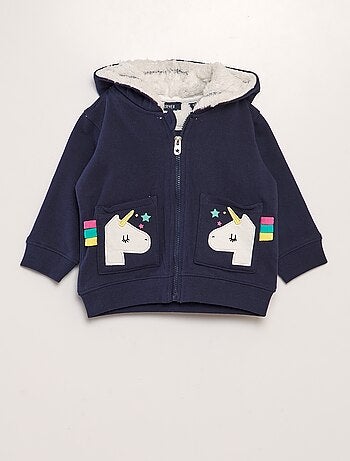 Chaqueta con cremallera y capucha de unicornio