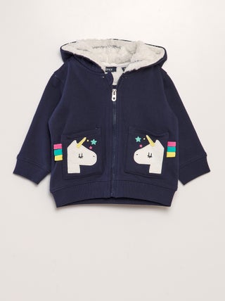 Chaqueta con cremallera y capucha de unicornio