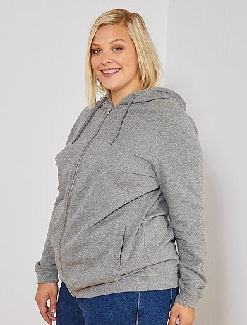 Tallas grandes mujer - Chaqueta con cremallera y capucha - Kiabi
