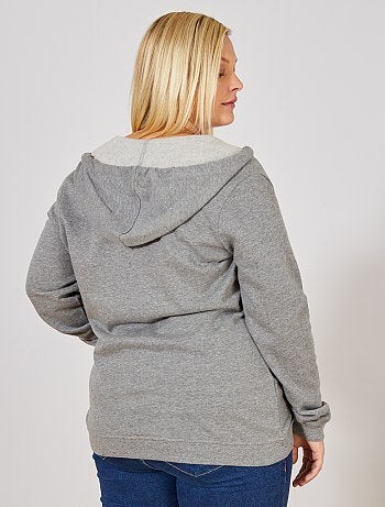 Tallas grandes mujer - Chaqueta con cremallera y capucha - Kiabi
