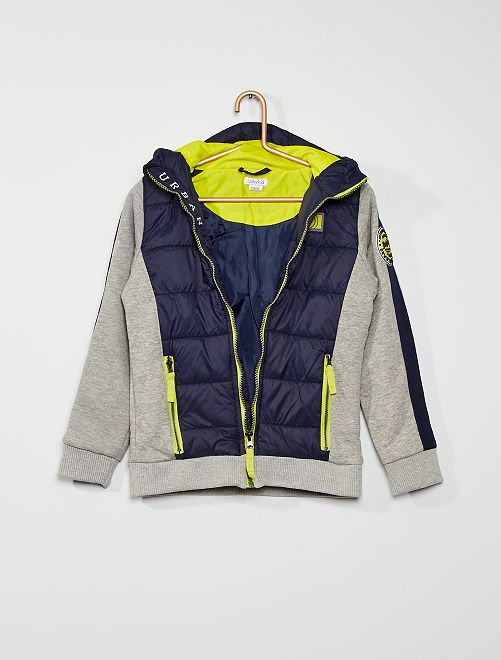 Chaqueta con cremallera y capucha - gris/marino - Kiabi - 25.00€