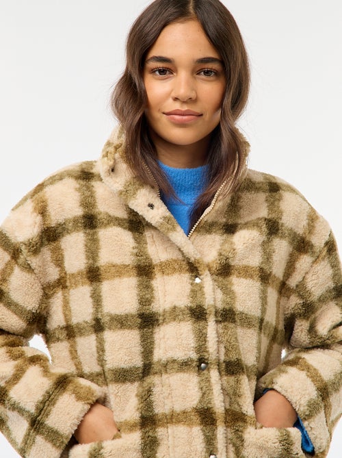 Chaqueta con cremallera y cuello alto efecto borreguito - Kiabi