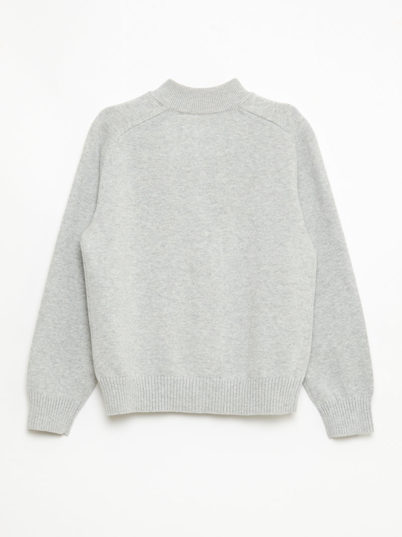Chaqueta con cremallera y cuello alto Gris - Kiabi