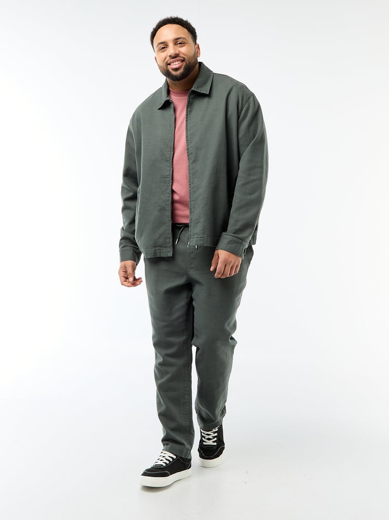 Chaqueta con cremallera y cuello camisero Verde - Kiabi