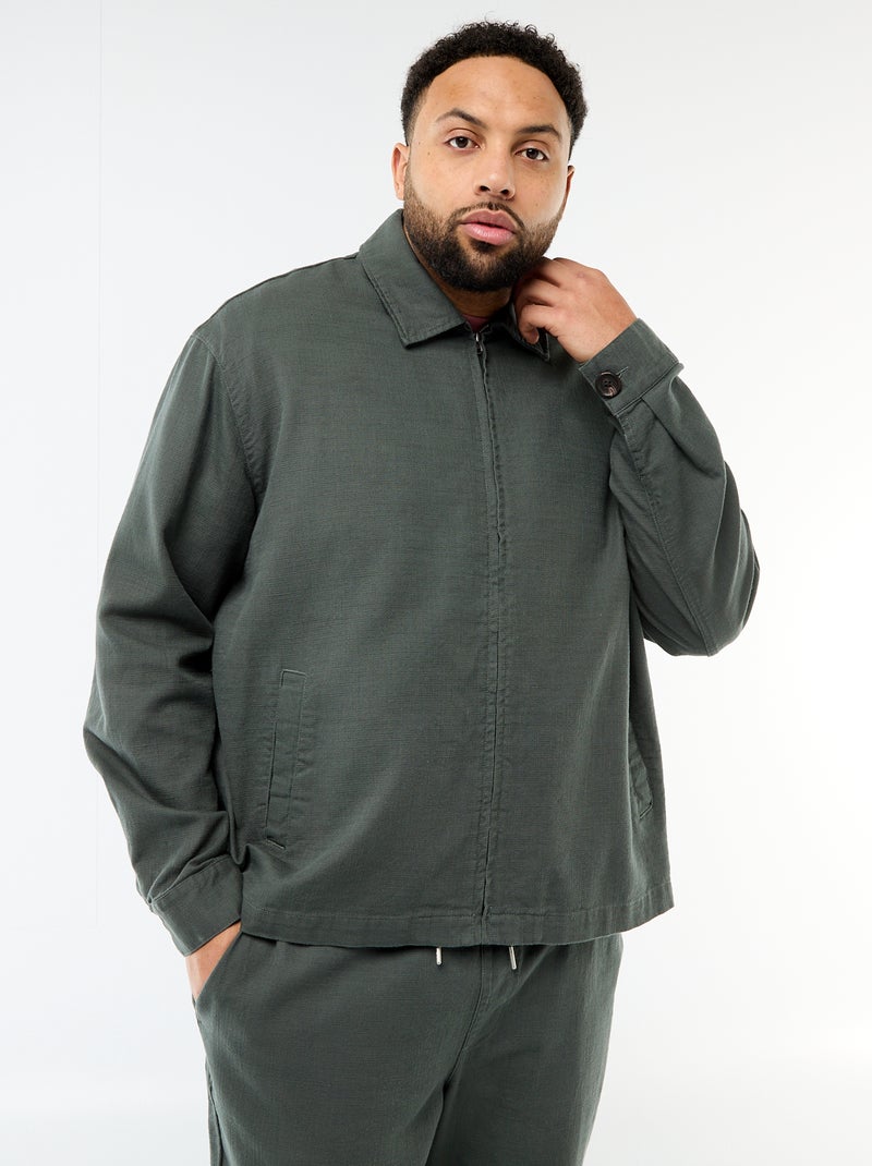 Chaqueta con cremallera y cuello camisero Verde - Kiabi