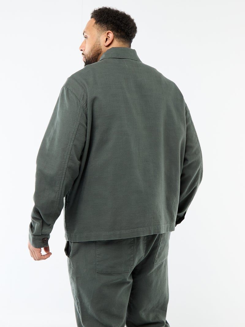 Chaqueta con cremallera y cuello camisero Verde - Kiabi