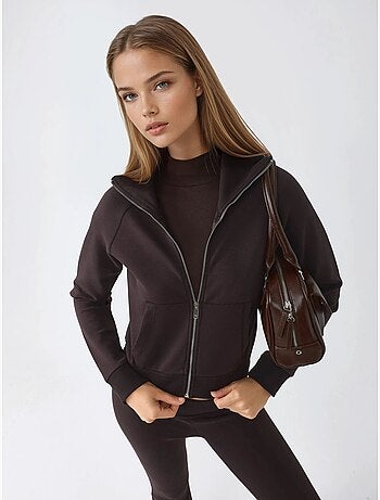 Chaqueta con cremallera y cuello de chaqueta de mezcla de algodón busem