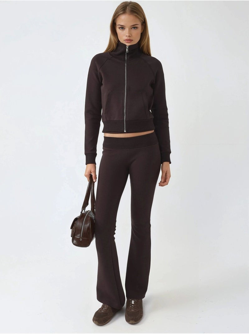 Chaqueta con cremallera y cuello de chaqueta de mezcla de algodón busem Marrón chocolate - Kiabi