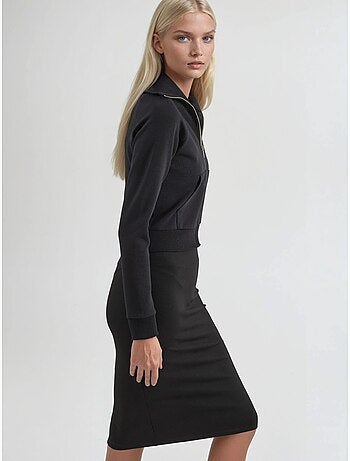 Chaqueta con cremallera y cuello de chaqueta de mezcla de algodón busem