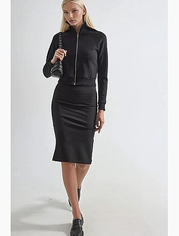 Chaqueta con cremallera y cuello de chaqueta de mezcla de algodón busem