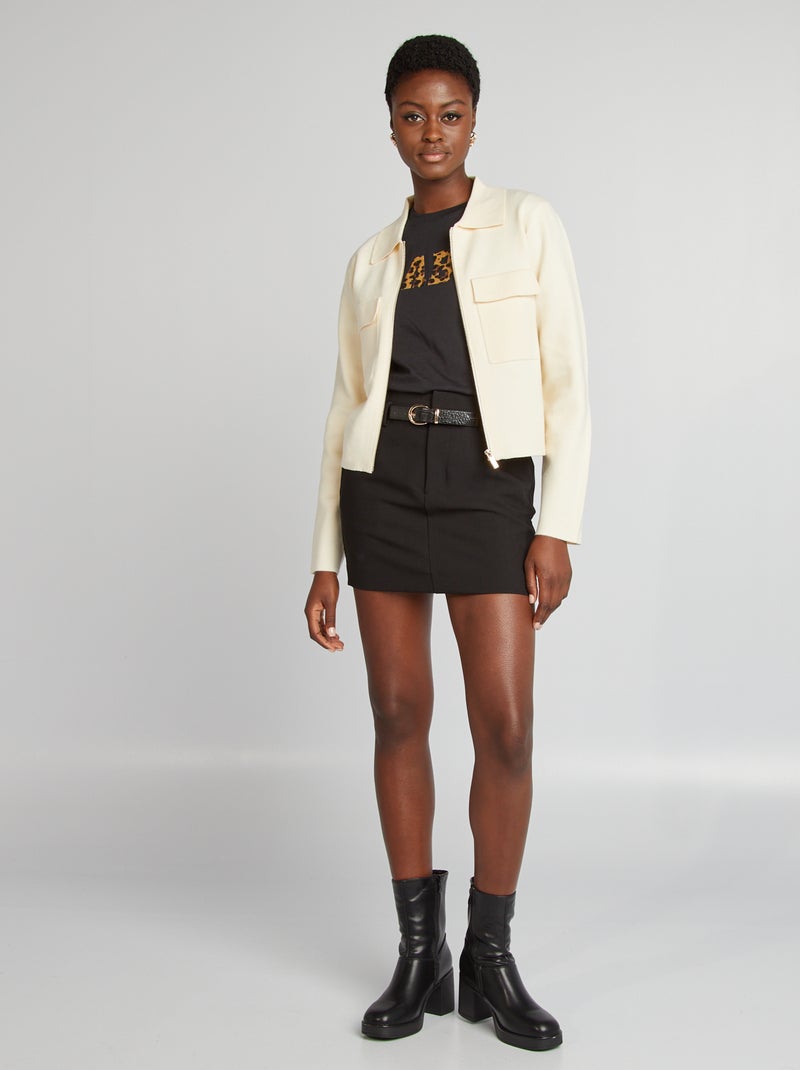 Chaqueta con cremallera y cuello de polo BEIGE - Kiabi