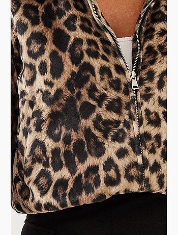 Chaqueta con cremallera y estampado de leopardo lucci