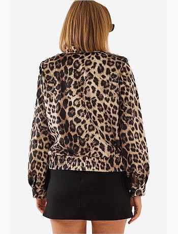 Chaqueta con cremallera y estampado de leopardo lucci