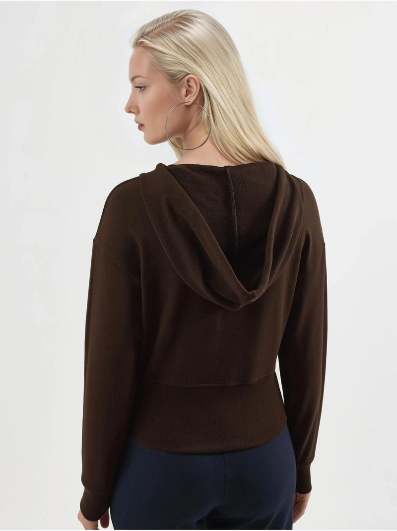 Chaqueta con cremallera y manga larga con capucha busem Marrón chocolate - Kiabi