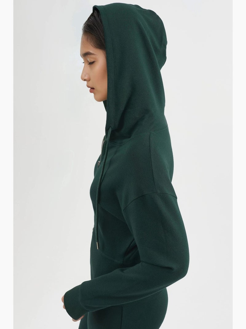 Chaqueta con cremallera y manga larga con capucha busem Verde oscuro - Kiabi