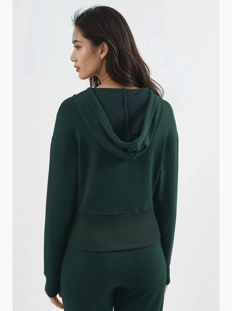 Chaqueta con cremallera y manga larga con capucha busem Verde oscuro - Kiabi