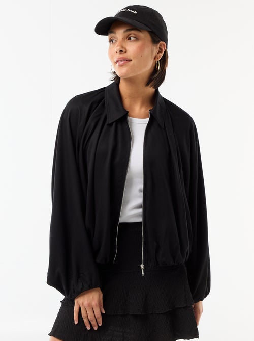 Chaqueta con cremallera y mangas abullonadas - Kiabi