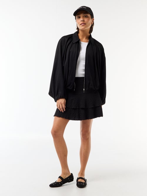 Chaqueta con cremallera y mangas abullonadas - Kiabi