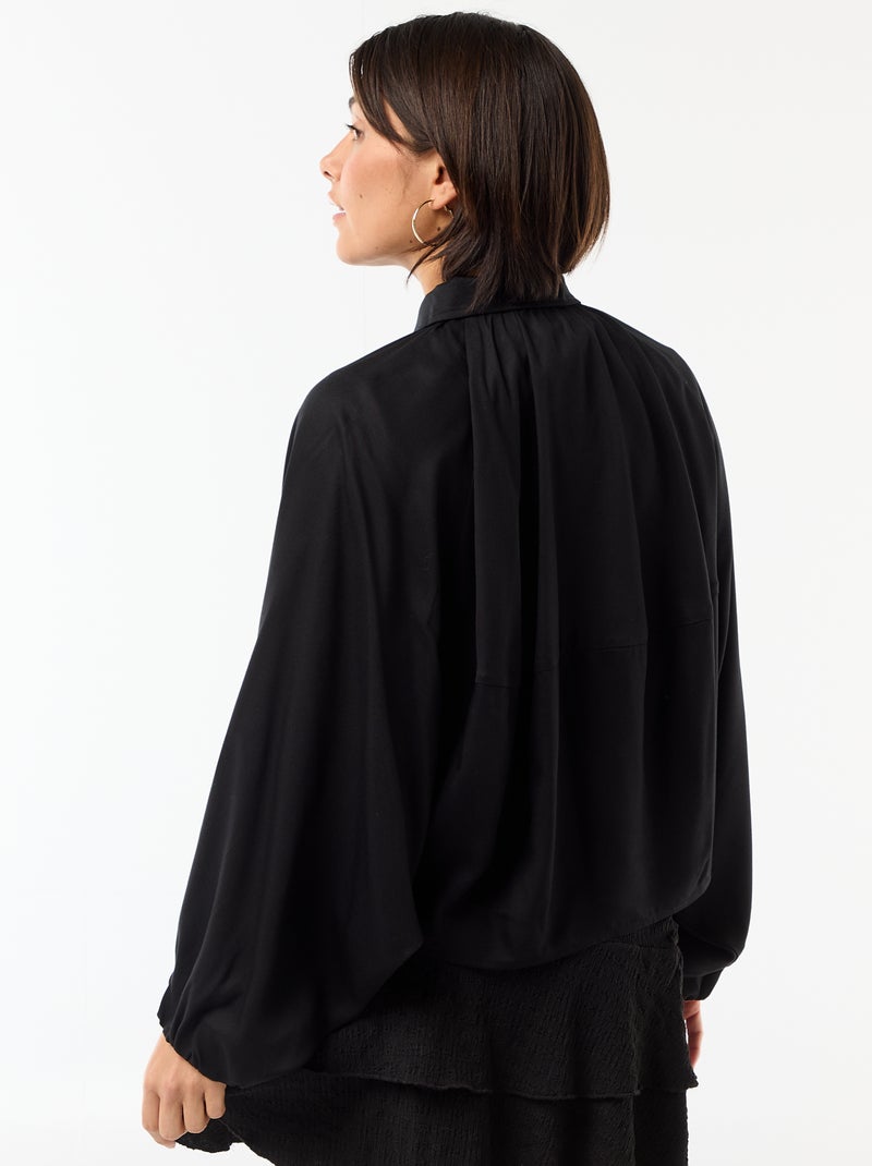Chaqueta con cremallera y mangas abullonadas Negro - Kiabi