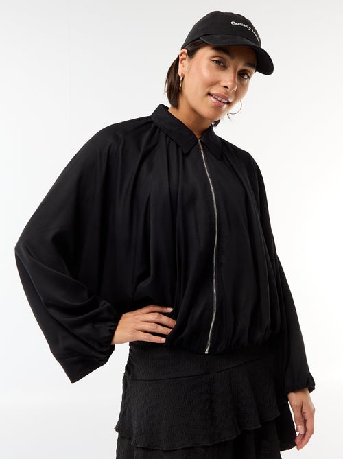 Chaqueta con cremallera y mangas abullonadas - Kiabi