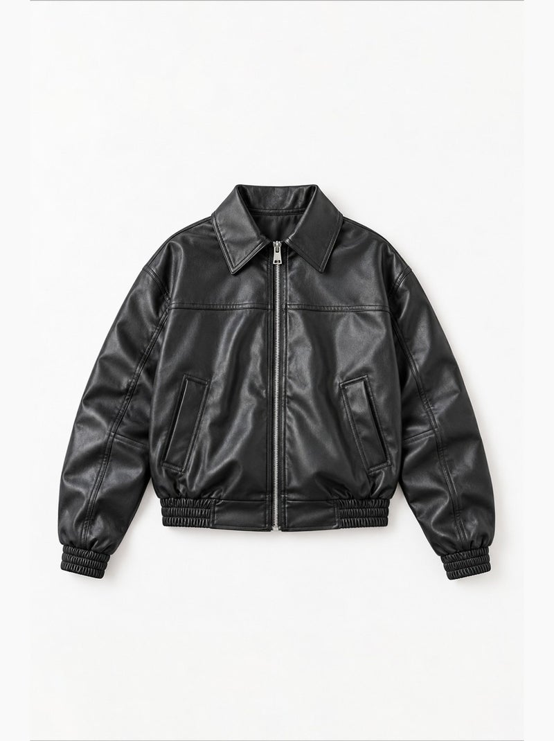 Chaqueta con cuello camisero y cremallera hiccup Negro - Kiabi