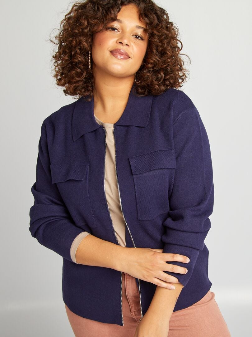 Chaqueta con cuello de polo AZUL - Kiabi