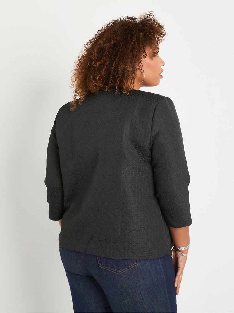 Chaqueta con cuello redondo y manga 3/4 - Afibel Negro - Kiabi
