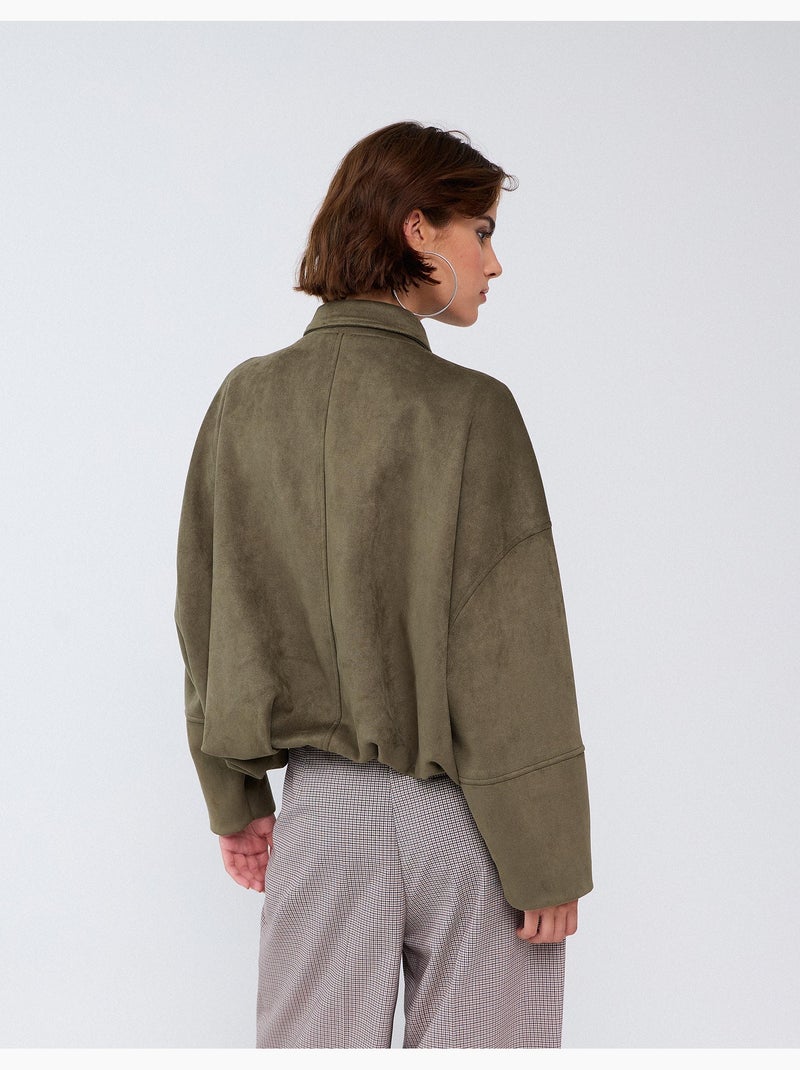 Chaqueta con efecto de ante, mo fashion Verde - Kiabi