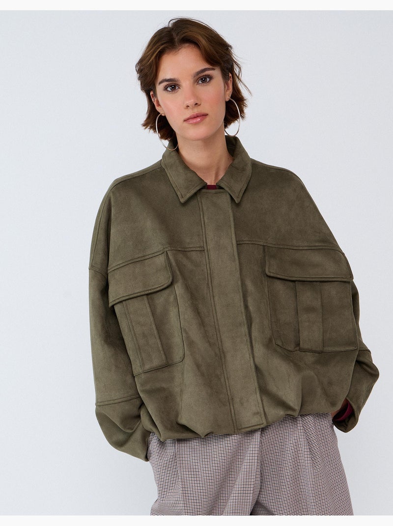 Chaqueta con efecto de ante, mo fashion Verde - Kiabi