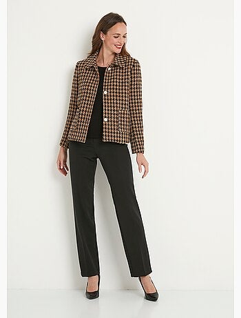 Chaqueta corta abotonada de pata de gallo en jacquard - Afibel