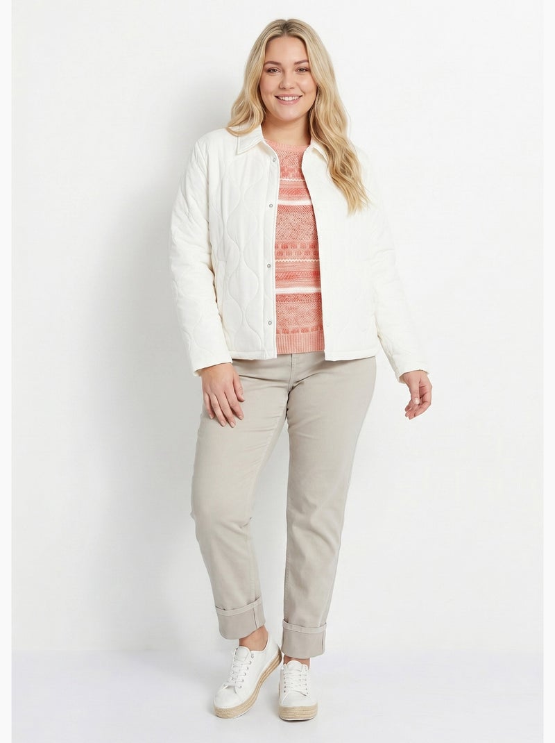 Chaqueta corta acolchada con botones automáticos - AFIBEL Crudo - Kiabi