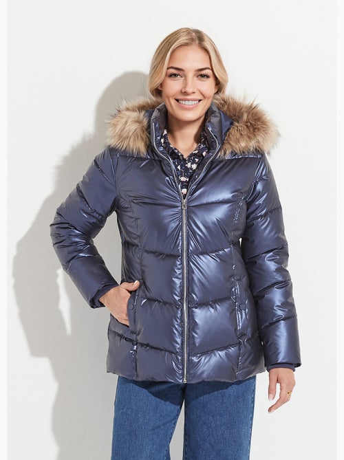 Chaqueta corta acolchada con capucha con efecto metalizado - Afibel - Kiabi
