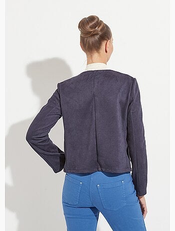 Chaqueta corta azul marino sin cuello y botones - Afibel