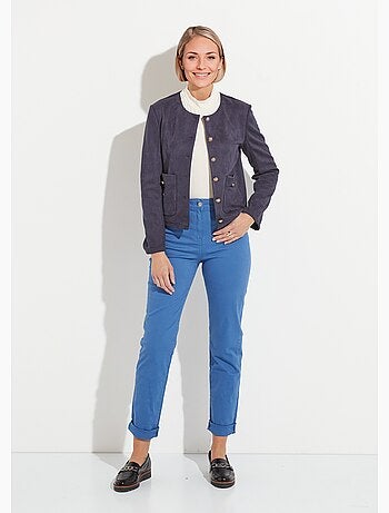 Chaqueta corta azul marino sin cuello y botones - Afibel