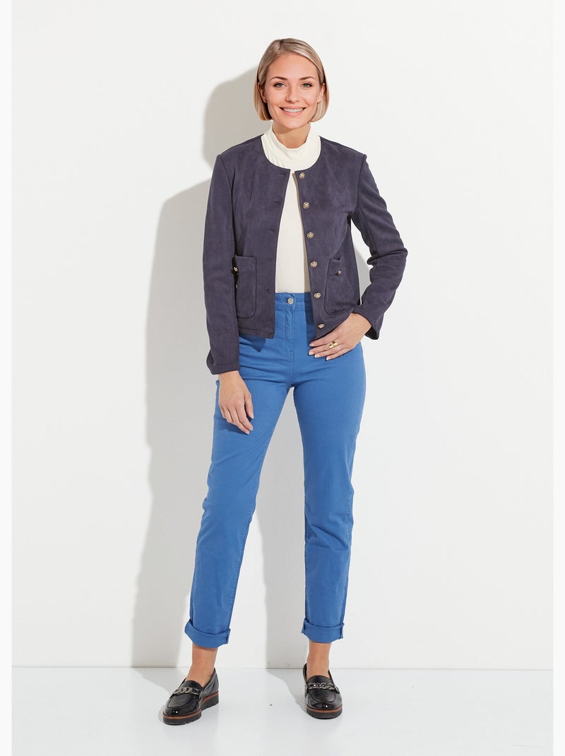 Chaqueta corta azul marino sin cuello y botones - Afibel Azul marino - Kiabi