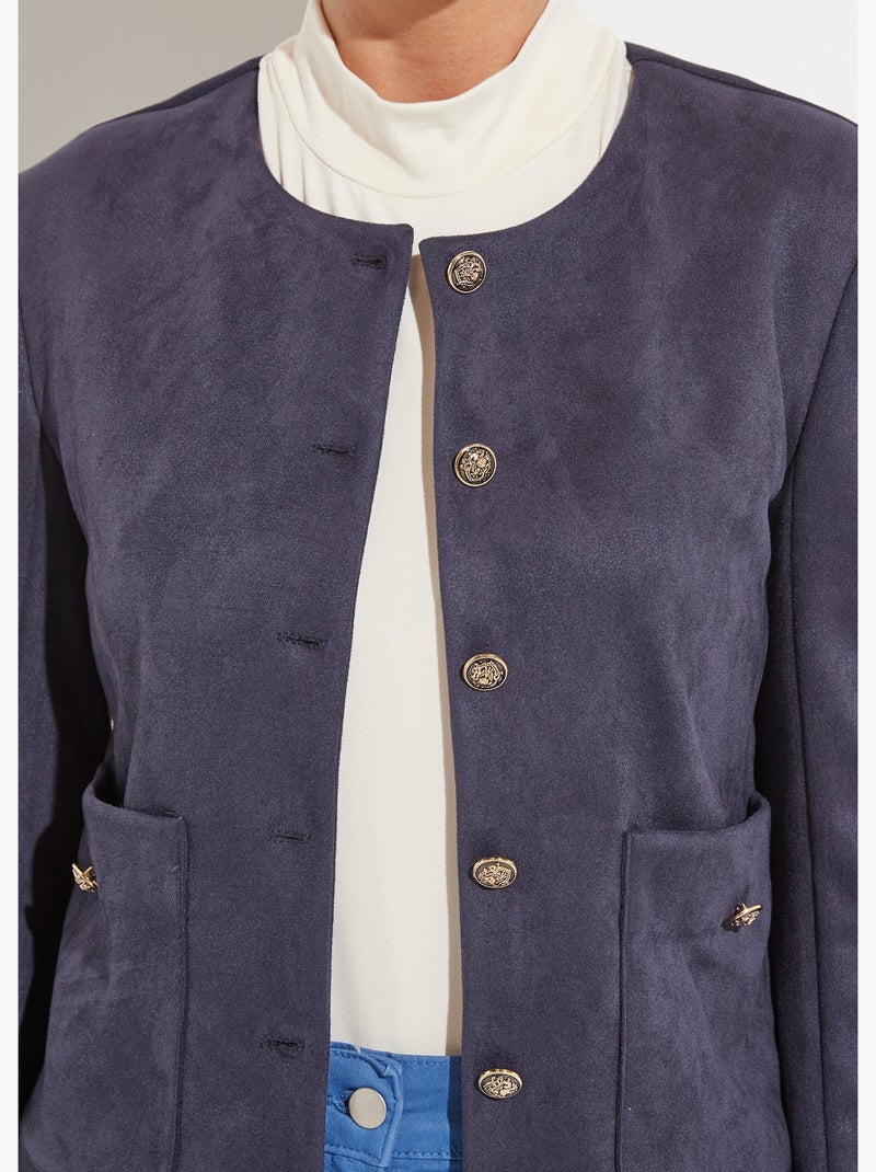 Chaqueta corta azul marino sin cuello y botones - Afibel Azul marino - Kiabi