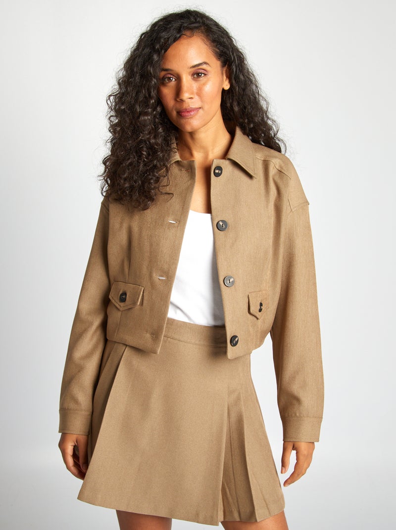 Chaqueta corta con botones BEIGE - Kiabi