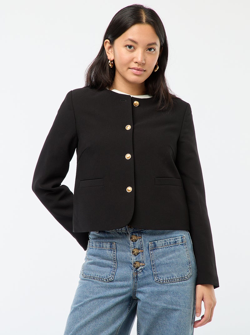 Chaqueta corta con botones dorados Negro - Kiabi